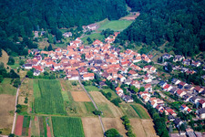 Aerial view of From the east in the district Gräfenhausen in Annweiler am Trifels in the state Rhineland-Palatinate, Germany