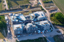 Construction site of the LTC - Linder Technology Campus in Wilhelm-Schickard-Straße in the Technology Park Karlsruhe in the district Rintheim in Karlsruhe in the state Baden-Wuerttemberg, Germany seen from a drone