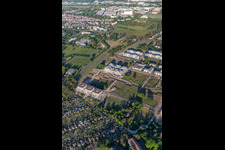 Aerial photograpy of Construction site of the LTC - Linder Technology Campus in Wilhelm-Schickard-Straße in the Technology Park Karlsruhe in the district Rintheim in Karlsruhe in the state Baden-Wuerttemberg, Germany