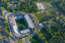 Extension and conversion site on the sports ground of the stadium " Wildparkstadion " in Karlsruhe in the state Baden-Wurttemberg, Germany from above