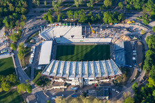 Reconstruction of the KSC Wildparkstadion in the district Innenstadt-Ost in Karlsruhe in the state Baden-Wuerttemberg, Germany out of the air