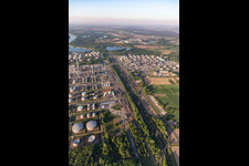 Freight railway tracks of the MIRO mineral oil refinery Oberrhein in the district Knielingen in Karlsruhe in the state Baden-Wuerttemberg, Germany