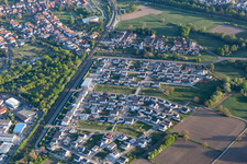 Aerial view of New development area Paul-Klee-Ring in Wörth am Rhein in the state Rhineland-Palatinate, Germany