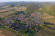 Oblique view of Landeck Castle in Klingenmünster in the state Rhineland-Palatinate, Germany