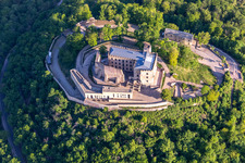Aerial view of Castle of " Hambacher Schloss " in Neustadt an der Weinstrasse in the state Rhineland-Palatinate, Germany