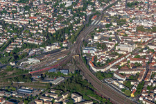 Routing the railway junction of rail and track systems Deutsche Bahn in Neustadt an der Weinstrasse in the state Rhineland-Palatinate