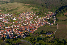 View of the winegrowing village from the east in the district Rechtenbach in Schweigen-Rechtenbach in the state Rhineland-Palatinate, Germany