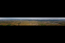 Panoramic perspective Town View of the streets and houses of the residential areas in Edesheim and Edenkoben in the state Rhineland-Palatinate
