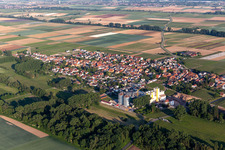 Village view from the northwest with Cornexo GmbH in Freimersheim in the state Rhineland-Palatinate, Germany