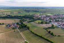 Aerial view of Minfeld in the state Rhineland-Palatinate, Germany