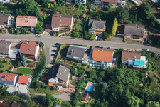 Aerial view of At Wingertsberg from the south in the district Gräfenhausen in Annweiler am Trifels in the state Rhineland-Palatinate, Germany