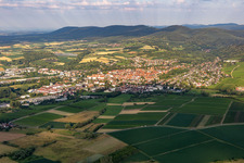 Aerial view of Town View of the streets and houses of the residential areas in Wissembourg in Grand Est, France