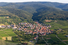 District Rechtenbach in Schweigen-Rechtenbach in the state Rhineland-Palatinate, Germany from a drone