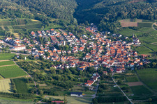 District Rechtenbach in Schweigen-Rechtenbach in the state Rhineland-Palatinate, Germany seen from a drone