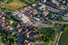 District Schweigen in Schweigen-Rechtenbach in the state Rhineland-Palatinate, Germany seen from a drone