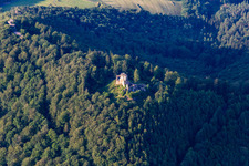 Aerial view of Chateau de Hohenburg in Wingen in the state Bas-Rhin, France