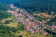 Village in the valley from the southwest in Eußerthal in the state Rhineland-Palatinate, Germany