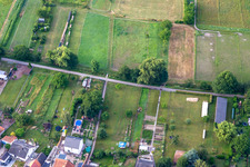 Gardens at the village stream in Gänsried in Freckenfeld in the state Rhineland-Palatinate, Germany