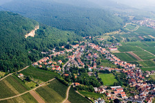 Village - view on the edge of agricultural fields and farmland in Frankweiler in the state Rhineland-Palatinate