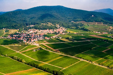 Aerial view of Wine-growing village from the southeast in Gleisweiler in the state Rhineland-Palatinate, Germany