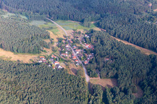Aerial view of District Lauterschwan in Erlenbach bei Dahn in the state Rhineland-Palatinate, Germany