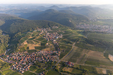District Gleiszellen in Gleiszellen-Gleishorbach in the state Rhineland-Palatinate, Germany from the plane