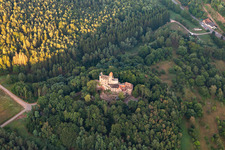 Aerial photograpy of Berwartstein Castle in Erlenbach bei Dahn in the state Rhineland-Palatinate, Germany