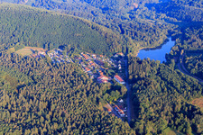 Aerial view of Camping Club Pirmans at Schöntalweiher in the district Schöntal in Ludwigswinkel in the state Rhineland-Palatinate, Germany
