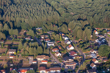 At Sägmühlweiher and Bitscher Straße from the east in Ludwigswinkel in the state Rhineland-Palatinate, Germany