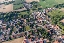 Aerial view of Main street from the north in the district Kleinsteinfeld in Niederotterbach in the state Rhineland-Palatinate, Germany