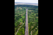 Routing and traffic lanes before the highway tunnel construction of the motorway A 81 in the district Kuppingen in Herrenberg in the state Baden-Wurttemberg