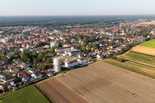 Wrapped water tower in front of the Asklepius Hospital in Kandel in the state Rhineland-Palatinate, Germany
