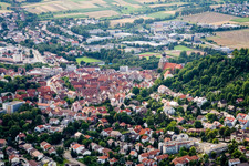 From the southeast in Herrenberg in the state Baden-Wuerttemberg, Germany from above