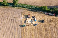 Aerial view of Well construction at Erlenbach in Kandel in the state Rhineland-Palatinate, Germany