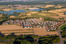 District Hardtwald in Neupotz in the state Rhineland-Palatinate, Germany from the drone perspective