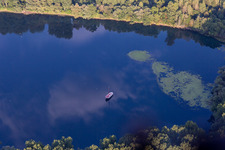 Aerial view of On the island of Rott am Rhein in the district Hochstetten in Linkenheim-Hochstetten in the state Baden-Wuerttemberg, Germany
