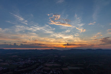 Aerial view of Sunset in the Southern Palatinate in the district Mühlhofen in Billigheim-Ingenheim in the state Rhineland-Palatinate, Germany