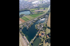 Aerial view of Hohwiesensee in Ketsch in the state Baden-Wuerttemberg, Germany