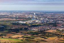 Rheinauhafen from the south in the district Rheinau in Mannheim in the state Baden-Wuerttemberg, Germany