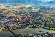 Aerial view of Ladenburg in the state Baden-Wuerttemberg, Germany