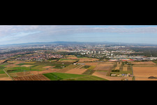 And Feudenheim from East in the district Wallstadt in Mannheim in the state Baden-Wuerttemberg, Germany