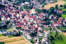 Aerial view of From the east in the district Altingen in Ammerbuch in the state Baden-Wuerttemberg, Germany