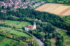 Aerial view of Chapel of St. Stephen in the district Poltringen in Ammerbuch in the state Baden-Wuerttemberg, Germany