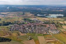 Oblique view of District Liedolsheim in Dettenheim in the state Baden-Wuerttemberg, Germany