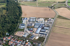Oblique view of Quartier 2020 development area Biegen-Durlacher Weg in the district Hochstetten in Linkenheim-Hochstetten in the state Baden-Wuerttemberg, Germany