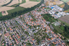 District Hochstetten in Linkenheim-Hochstetten in the state Baden-Wuerttemberg, Germany viewn from the air