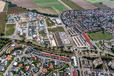 Quartier 2020 development area Biegen-Durlacher Weg in the district Hochstetten in Linkenheim-Hochstetten in the state Baden-Wuerttemberg, Germany seen from above