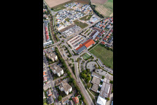 Aerial view of Hochstetten, Quartier 2020 development area Biegen-Durlacher Weg in the district Linkenheim in Linkenheim-Hochstetten in the state Baden-Wuerttemberg, Germany