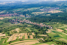 From the west in the district Niebelsbach in Keltern in the state Baden-Wuerttemberg, Germany