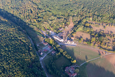 Aerial view of Liebfrauenthal, Hotel Restaurant Traiteur Le Palais Gourmand in Gœrsdorf in the state Bas-Rhin, France